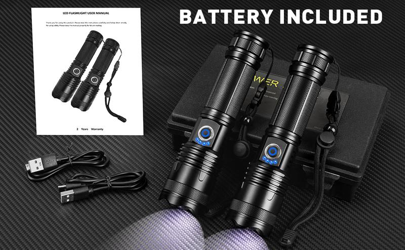 High Lumen Rechargeable LED Flashlight with Five Lighting Modes, Powerful Handheld Emergency Flashlight, Suitable for Home Camping and Daily Emergencies.