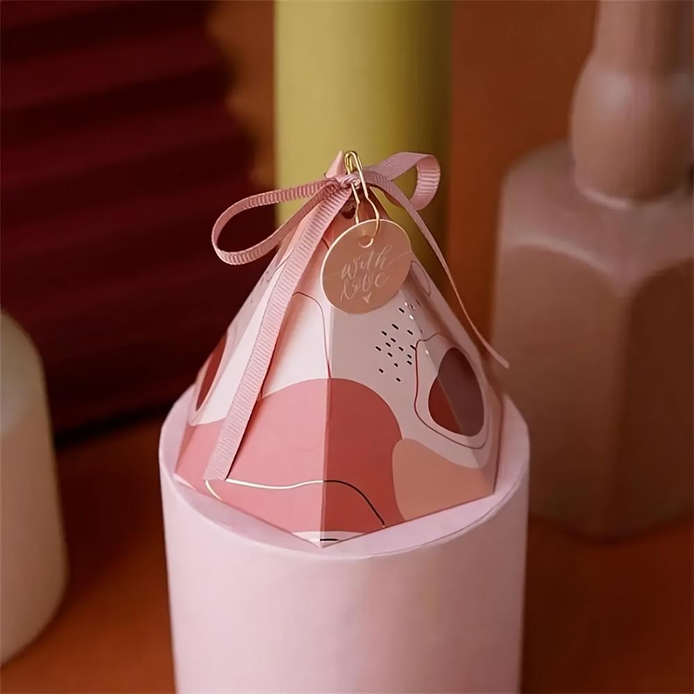 Gift for Her/Him 12pcs/24pcs Colored Line Cone Paper Box Engagement Gift Packaging Box with Thank You Card White/Blue/Pink/Green Optional Birthday Party Favors