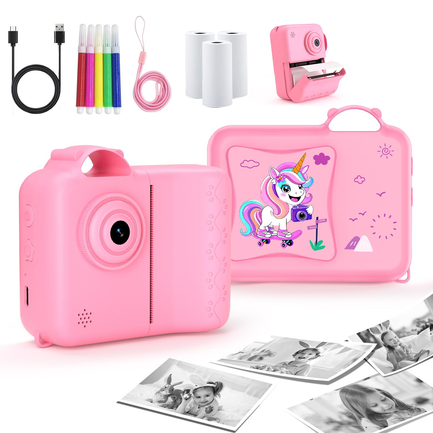 Portable Instant Print Camera with 3 Rolls Print Paper, Ideal Birthday Gifts for Boys & Girls,Boys & Men gifts, Photo Camera