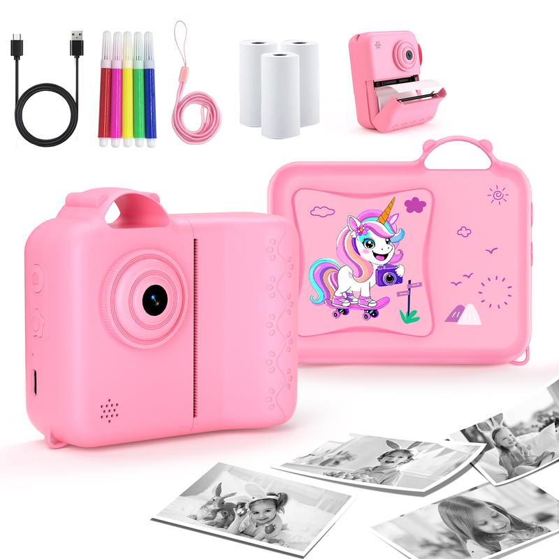 Portable Instant Print Camera with 3 Rolls Print Paper, Ideal Birthday Gifts for Boys & Girls,Boys & Men gifts, Photo Camera