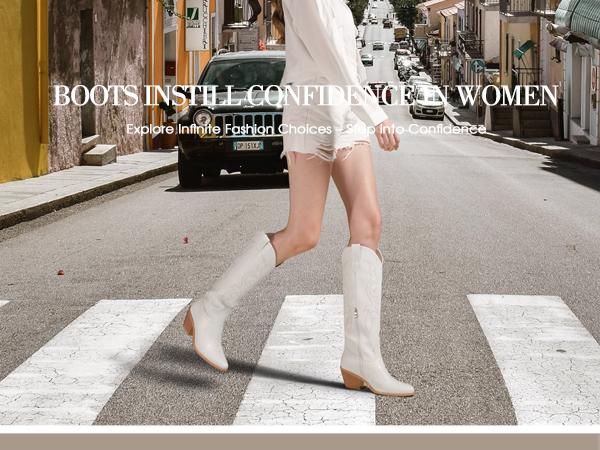 Cowboy Boots for Women - Wide Calf Cowgirl Boots, Women Knee High Western Boots, Ladies Tall Boots with Classic Embroidery and Side Zipper, Retro Classic Country Boots Pull On for Ladies Cowboy Boots for Women - Wide Calf Cowgirl Boots, Women Knee High Western Boots, Ladies Tall Boots with Classic Embroidery and Side Zipper, Retro Classic Country Boots Pull On for Ladies