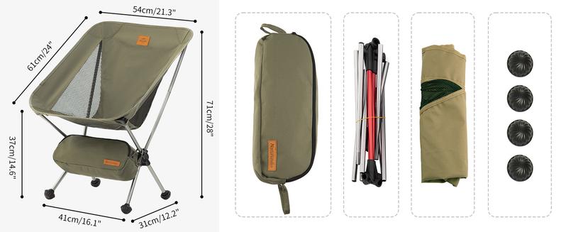 Naturehike YL08/09 Ultralight Camping Chair – 2.12 LBS Lightweight, Portable & Foldable with Anti-Sinking Feet – Ideal for Camping, Hiking & Travel outdoor backpack Folding Outdoorfun Hiking Essentials