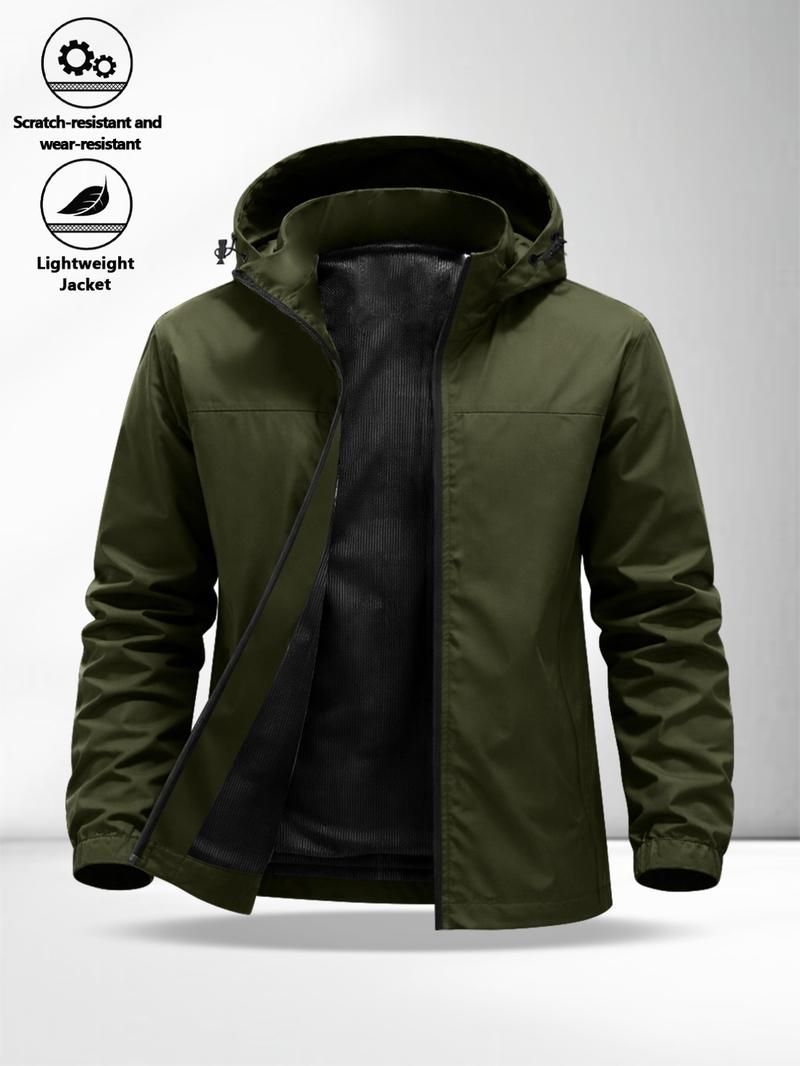 Men's Lightweight Hooded Jacket with Zipper Pockets, Breathable Comfort Fabric, Regular Fit, Daily Streetwear