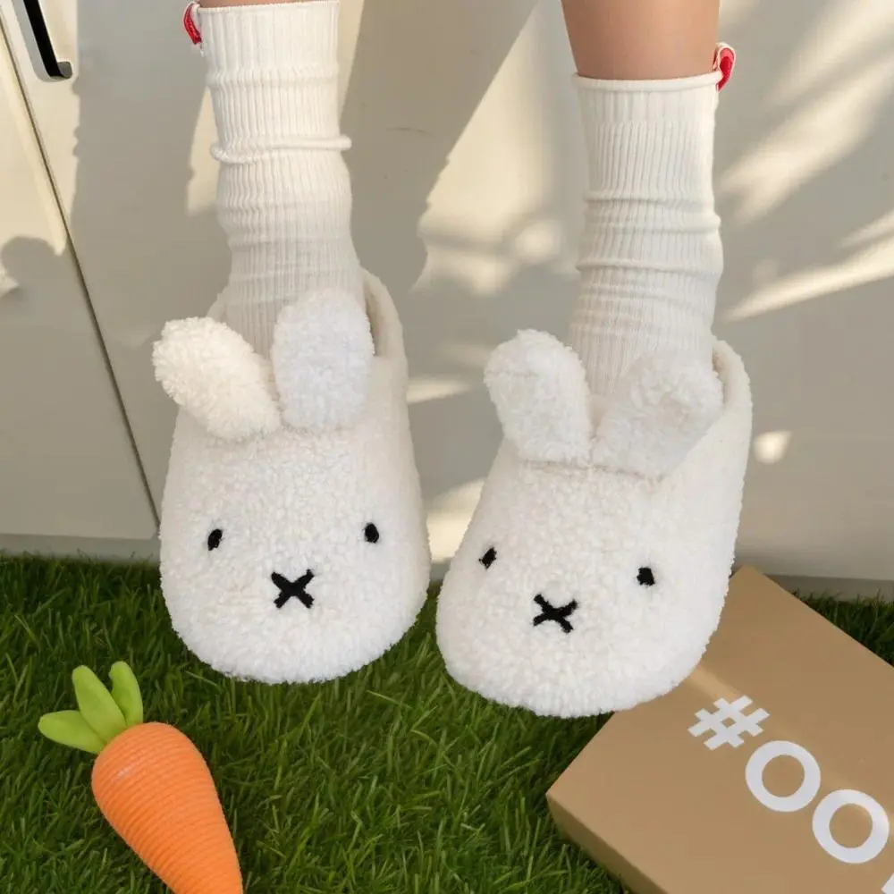 Women's Miffy Winter Slip-On Shoes - Soft Sole, Closed Toe, Antislip Sole, Cushioned Plush, Soft Step Cushion, Casual Indoor Warm Slippers, Festive Party Gift