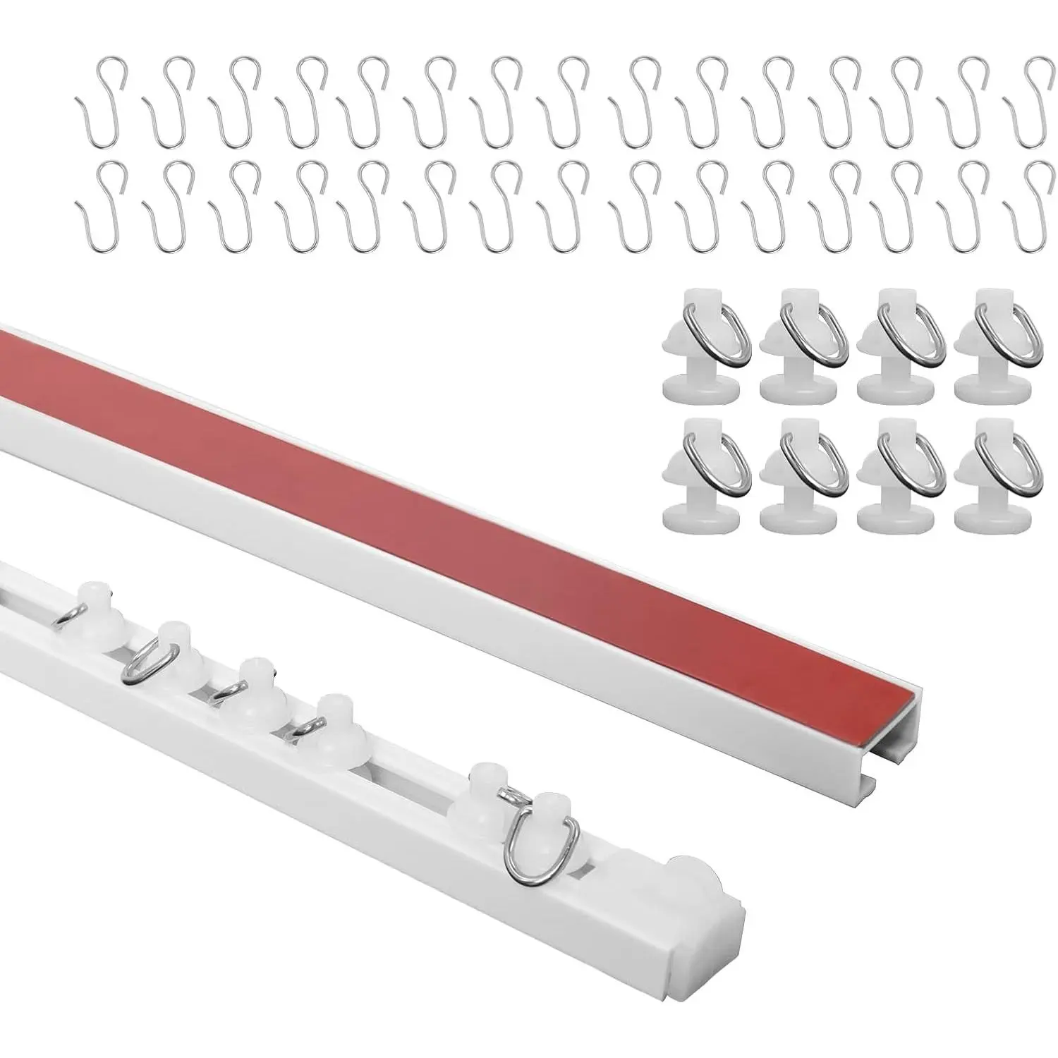 Self Adhesive Curtain Track,9.8FT Ceiling Curtain Track No Drill,Curtain Track Ceiling Mount, Curtain Track for RV,Trailer,Home
