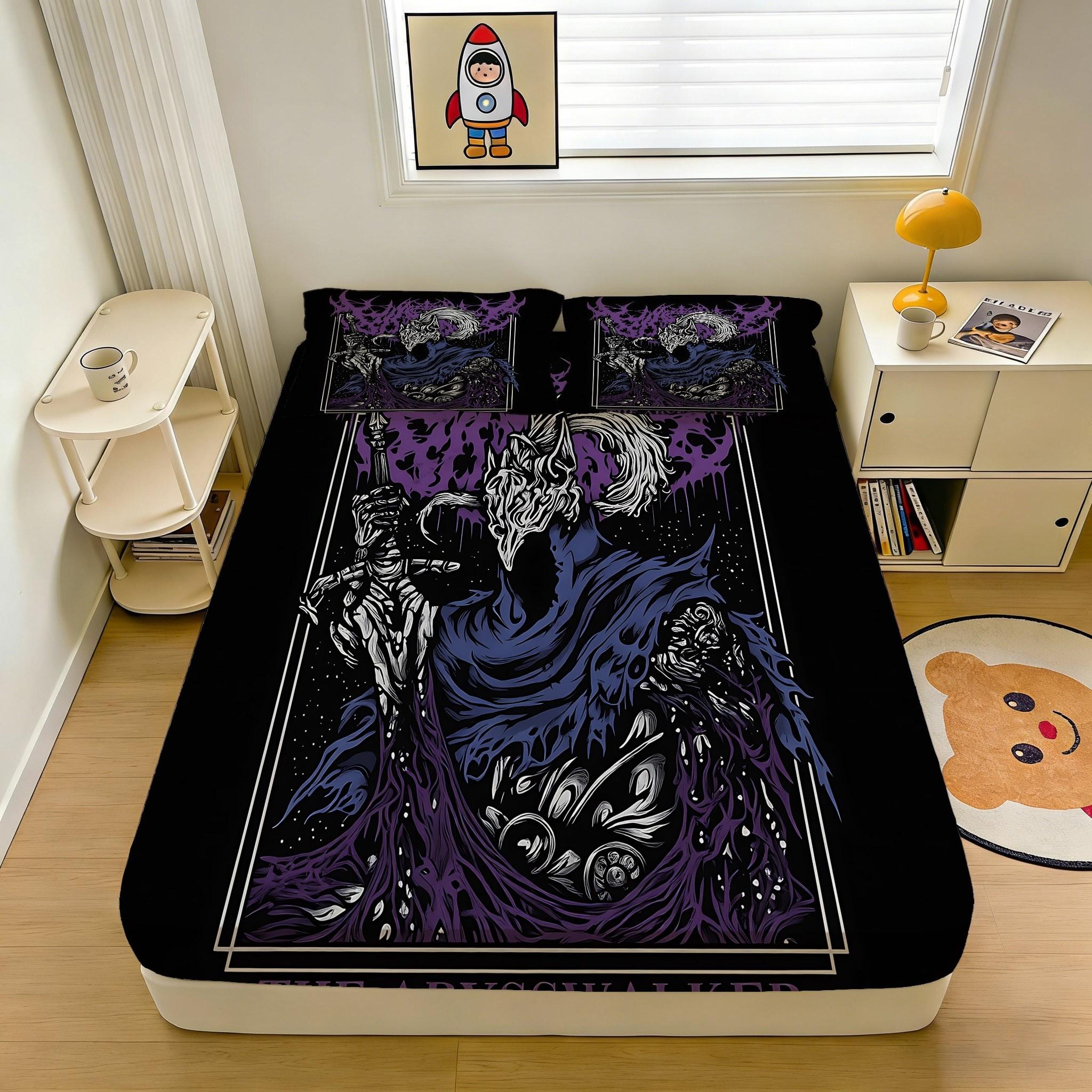 2/3 Pcs Dark Walker Pattern Fitted Sheet Set(1*Fitted Sheet+1/2*Pillowcase,No Filling),High-Definition Digital Printing,Soft And Comfortable Fabric,Suitable For All Year Round,Perfect Gift For Family And Friends On Festivals!