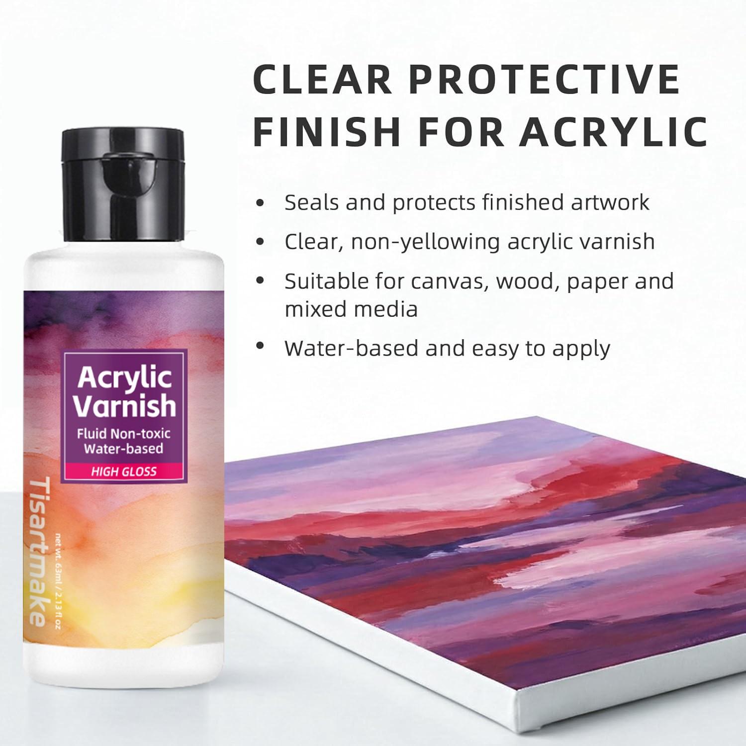 60ml/207ml Acrylic Varnish High Gloss, Quick Drying Clear Protective Coating for Artists, Brushable & Sprayable