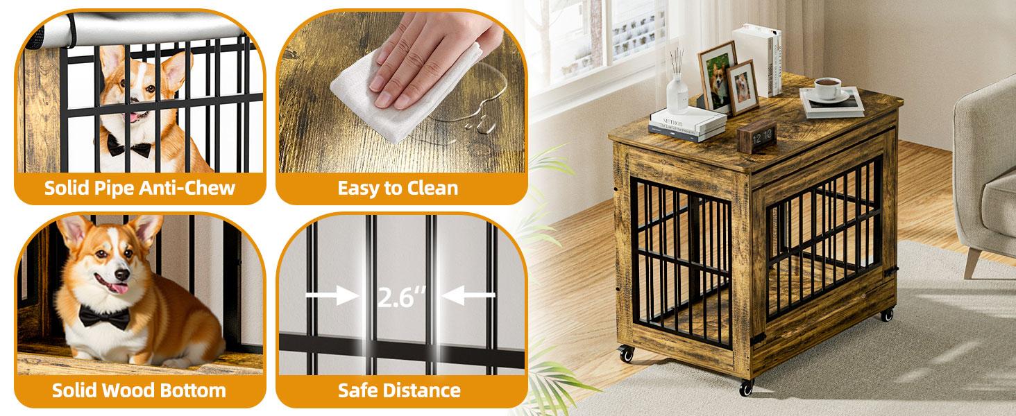 ZZWHOM Premium Solid Wood Dog Crate – Large Indoor Pet Kennel with Lockable Door, Multiple Sizes for Medium to Giant Breeds