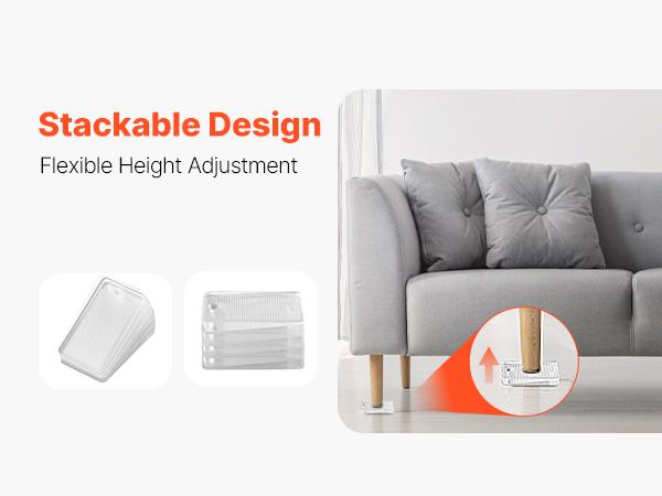 VEVOR Furniture Leveling Shims, 30 PCS 1.97x 1.16x 0.22 inch Non-Skid Clear Plastic Pads, Easy-to-Cut Furniture Leveler, Ideal Shim Leveler for Couch, Refrigerator, Table Legs to Avoid Wobbling
