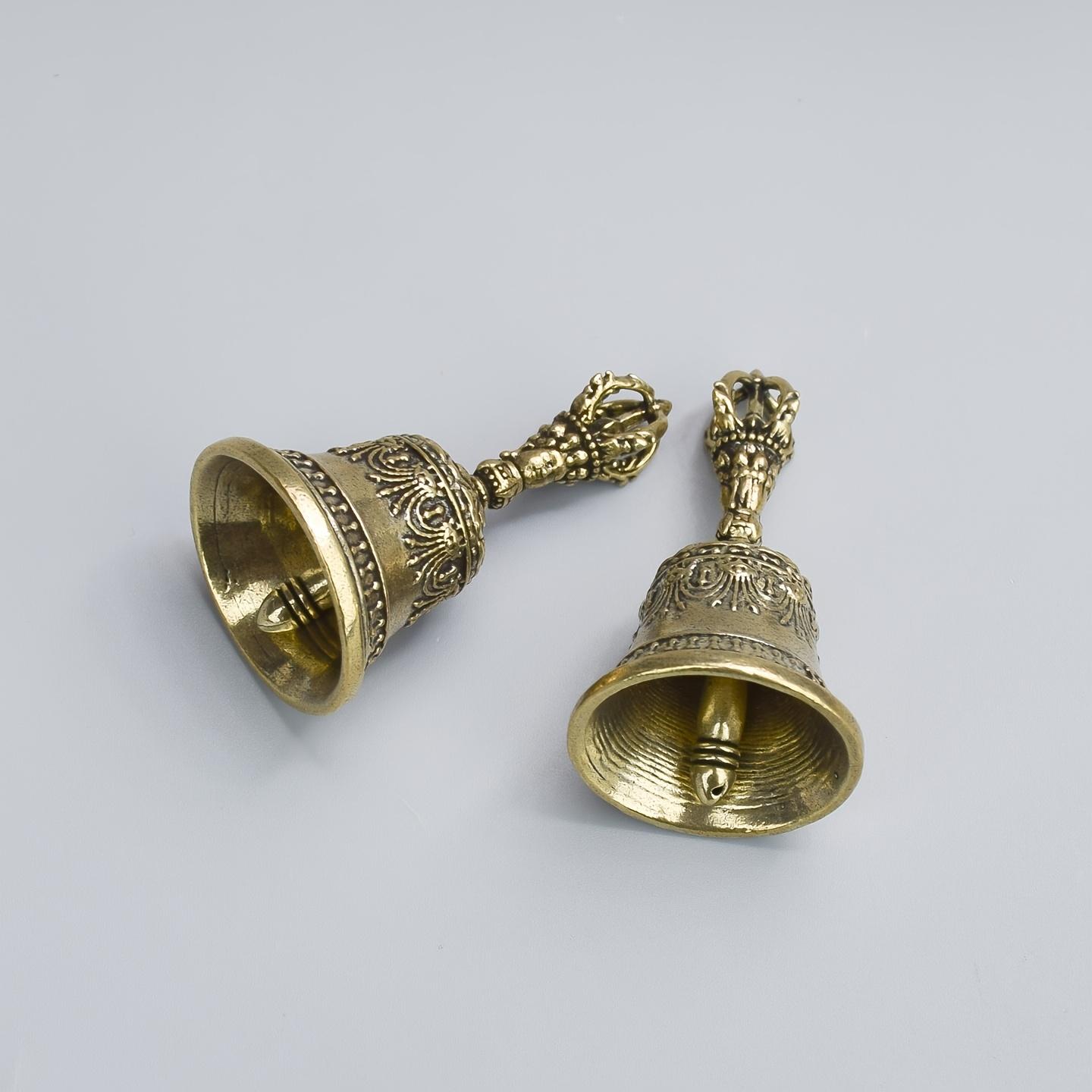Small Artisanal Hand Bell with Ornamental Carvings, Vintage Bronze Instrument for Meditation and Home Decor, Decoration, Room Decorations, Fashion Accessory