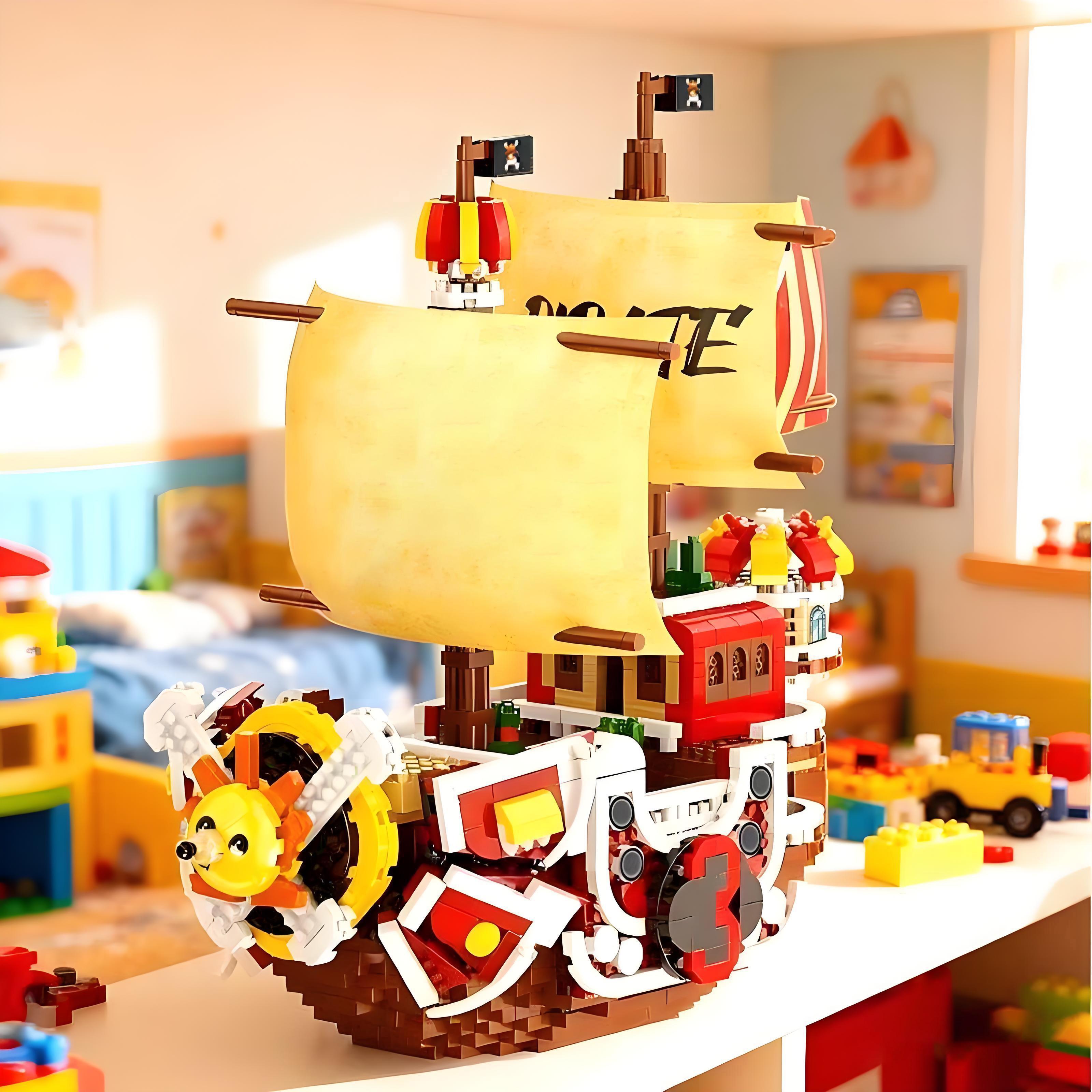 One Piece Ship Model Wano Country Building Blocks Set, Anime Design, Detailed Pirate Boat Toy, Perfect Gift for Anime Fans & Collectors, Building Block Sets