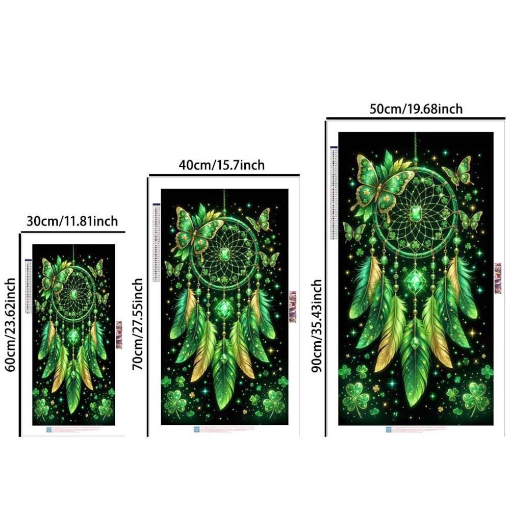 5D Diamond Painting Kit Full Round Drill Dreamcatcher, Butterfly, Green DIY Mosaic Wall Art, Beginner Craft Set (with tools), Home Wall Decoration Gift, Diamond Art Kit