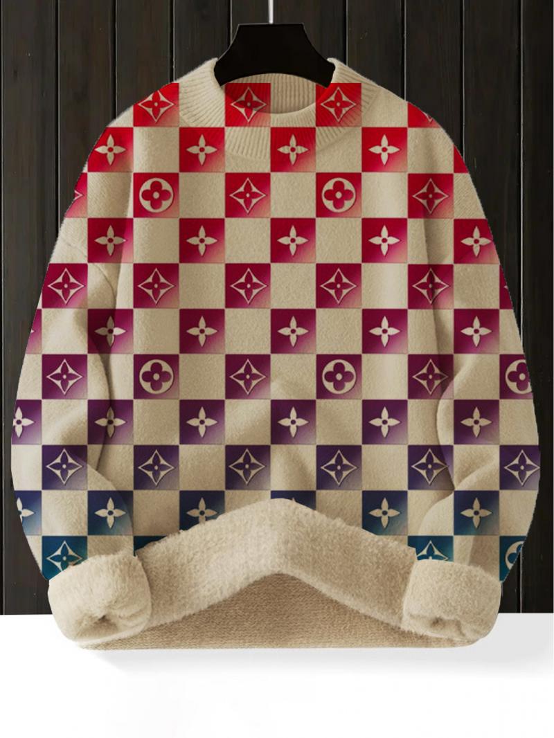 Women's Gradient Plaid Geometric Print Sweater, Fall and Winter Casual Long Sleeve Knitwear, Comfortable Warm Daily Wear