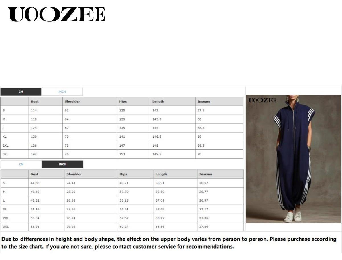 UOOZEE Women's New Summer Casual Side Stripe 100% Polyester Plus Size Contrast Color Pockets Jumpsuits, Loose Short Sleeves Zipper Stand Collar Ninth Pants One-Piece, Loungewear Streetwear Athletic Jumpsuit for Spring Summer Fall Womenswear