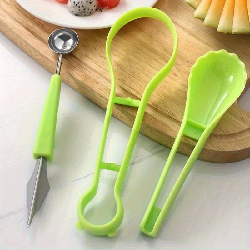 4pcs 3-In-1 Fruit Ball Digger, Melon and Fruit Corer, Seed Remover, Peeler, Stainless Steel Multi-Function Melon Cutter, Carving Knife