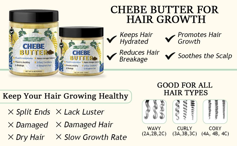 2 Pack Chebe Hair Butter for Growth and Thickening Deep Moisturizing Hair Grease Natural Conditioner for All Hair Types Shampoo Blend