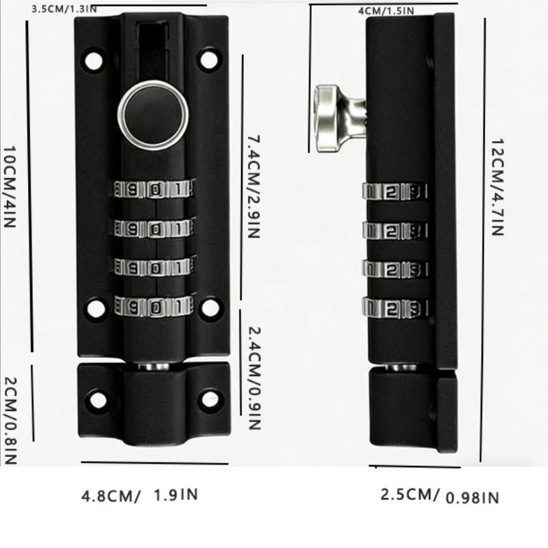 Password Lock Bolt Latch Waterproof Rustproof Hook Wood Door Security Anti-Theft Zinc Alloy Combination Lock, Sturdy Lock, Durable & Easy Install