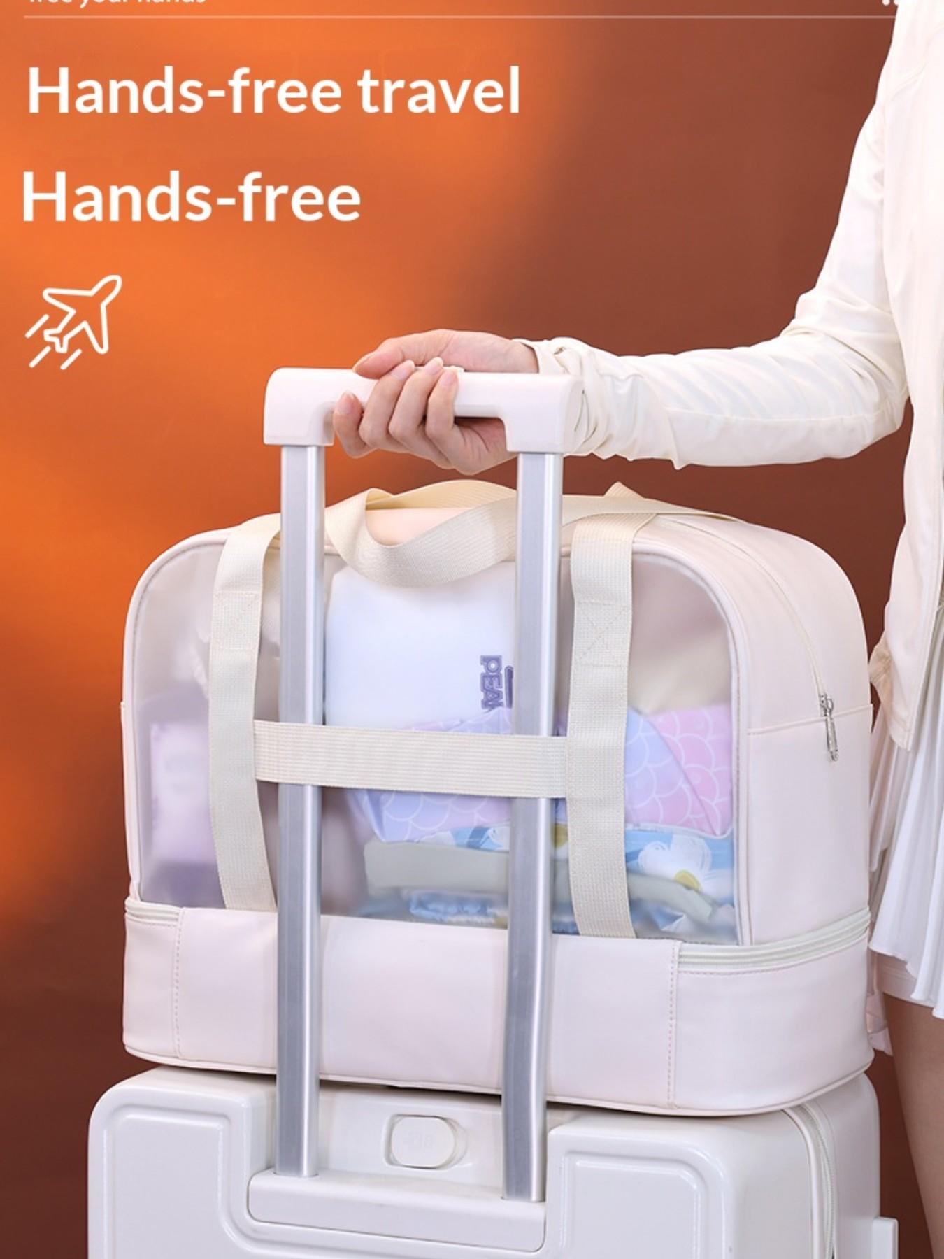 Double Layer Swim Bag for Women, Large Capacity Dry Wet Separation, Shoe Compartment, Travel Makeup Bag, Gym Shower Backpack, Pool Bag