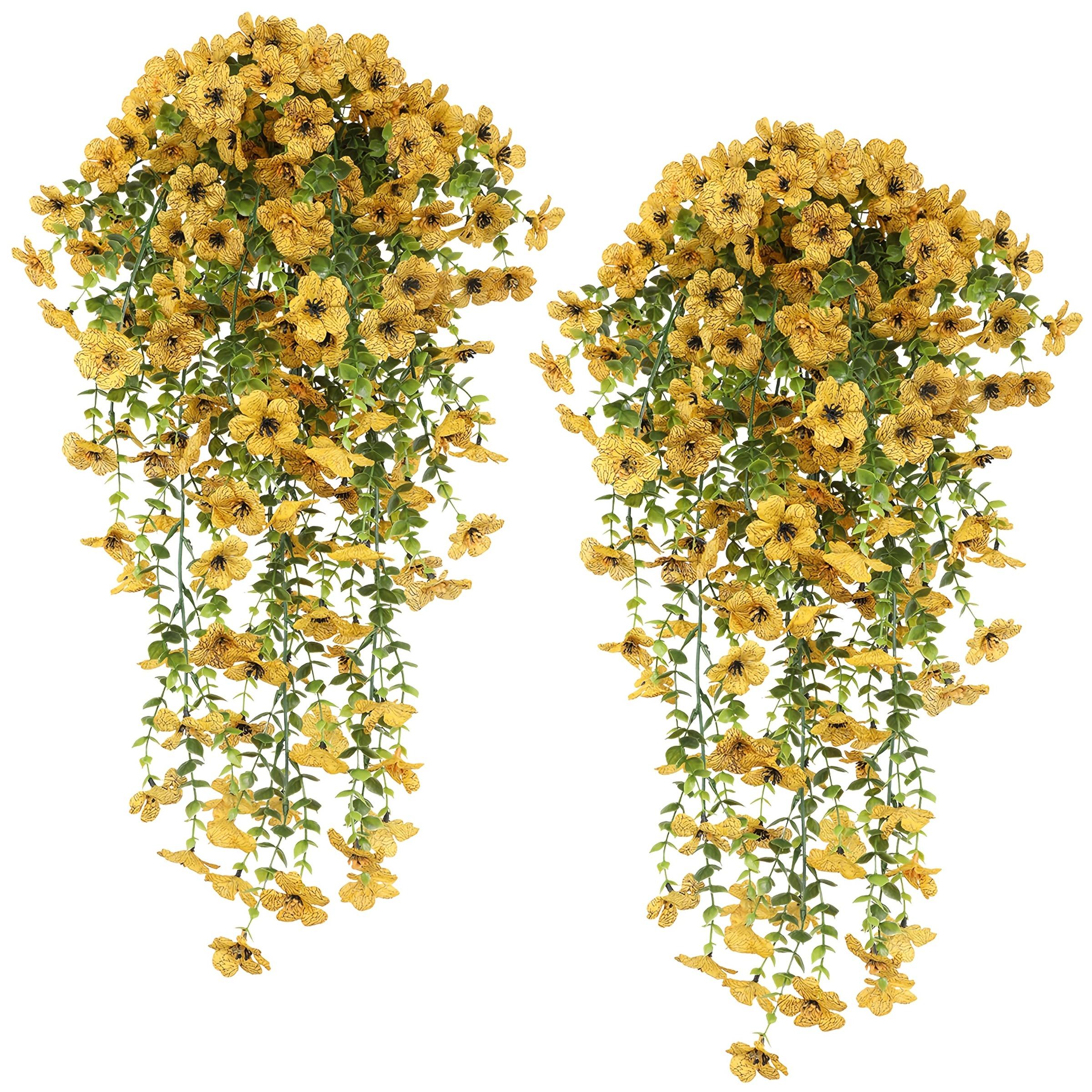 6pcs of Artificial Flowers Hanging Flowers Plastic Floral Plant for Outdoor Artificial Plants Spring And Summer Decoration, Artificial Flower Decorations, Colorful Violet Fake Daisy Realistic Outdoor Flowers Porch Courtyard Decoration Home Decoration