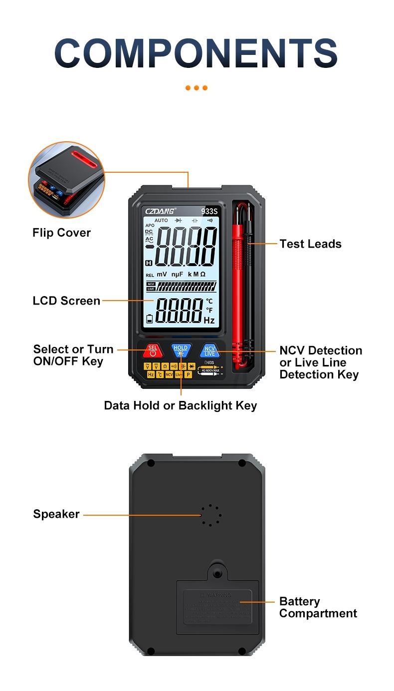 Mini Digital Multimeter with Voice Function, Measures Dc/ac Voltage Resistance Capacitance Diode Continuity, Multi-Function Tester