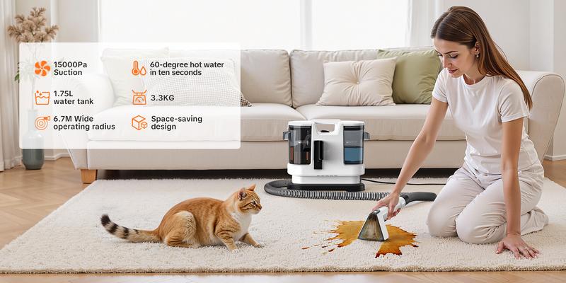 NEW Upgraded Heated Portable Spot Cleaner | Powerful Suction for Carpets, Upholstery, Car Interiors & Sofa