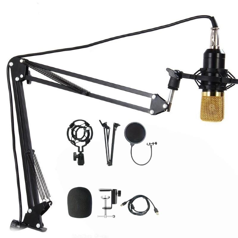 Professional USB Condenser Microphone Set with Arm Stand and Pop Filter, Clear Voice for Podcasts, Recording, Live Streaming