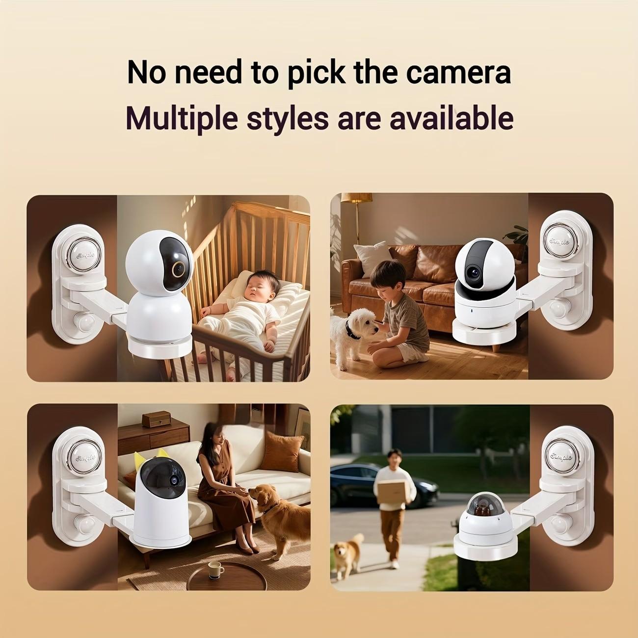 Monitor camera bracket, with adjustable length and angle, suction cup design for hole free installation, compatible with most monitor installations.