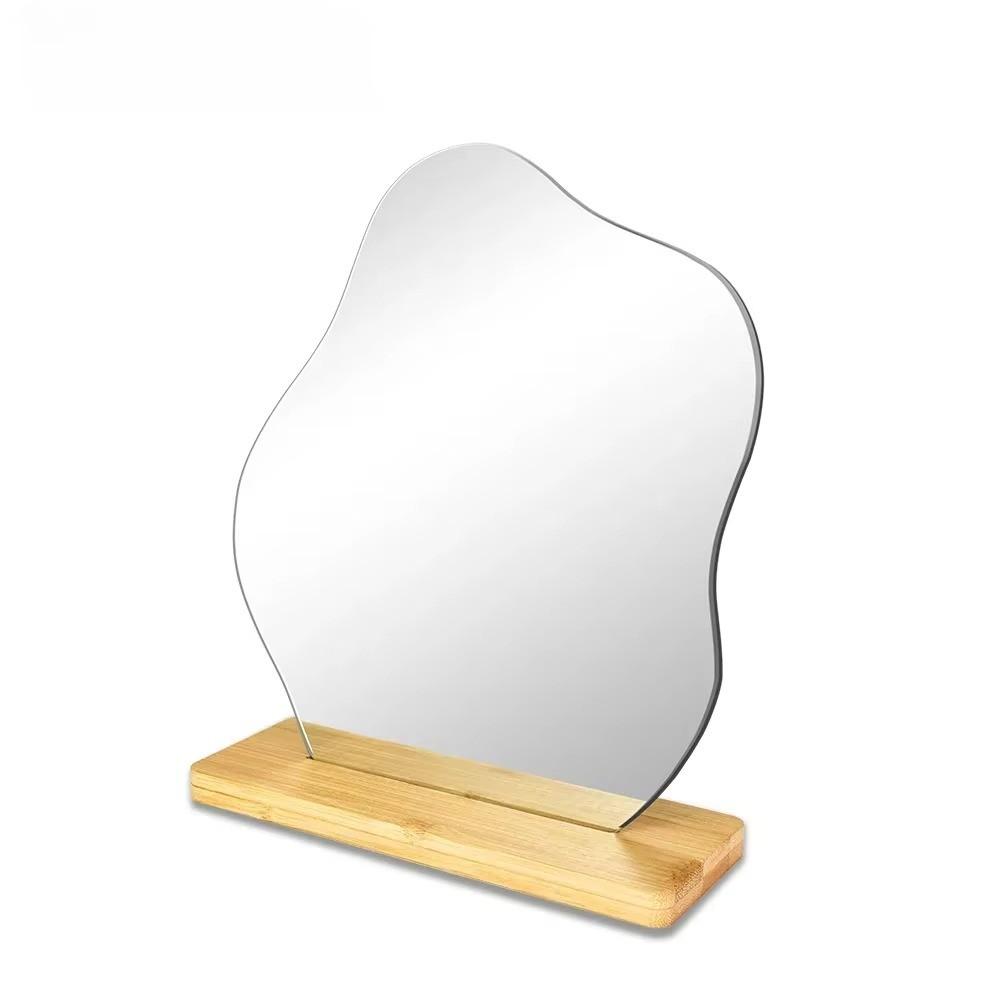Style Irregular Wooden Makeup Mirror, Desktop Unique Shape Touch-Up Mirror, Photo Atmosphere Enhancer, Perfect for Beauty Lovers