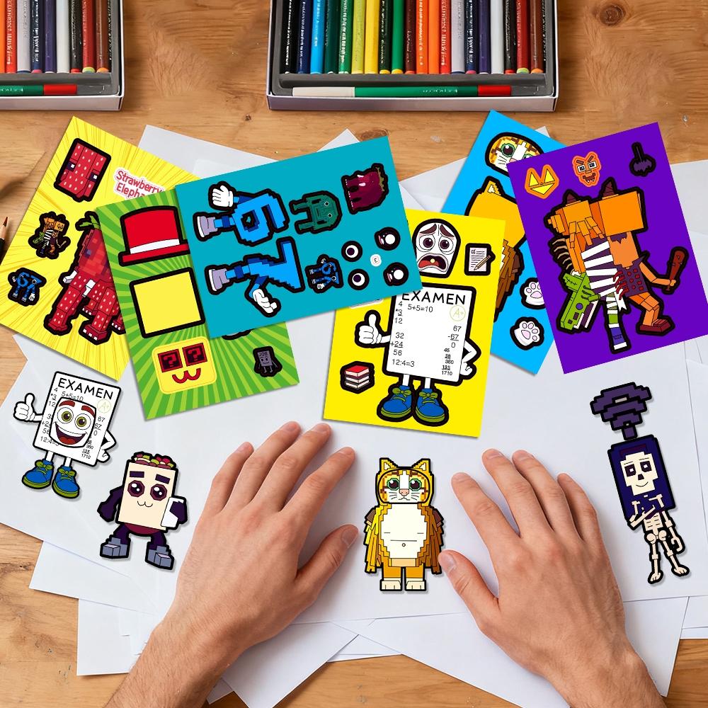 Hot Funny Abstract Six Seven Meme Theme Birthday Decorations ，Brainrot Meme &67 Themed party supplies Set Includes Banner, Cake Topper, Cupcake Toppers, Ballons，8 Sheets Make a Face Diy Sticker,Suitable for cartoon-themed birthday party events