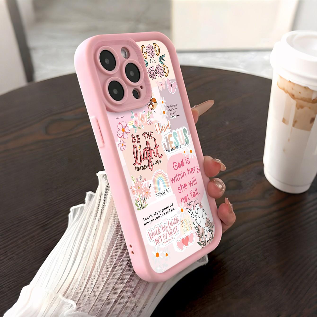 Bible Patch UV Print Phone Case with Butterfly Beaded Wrist Strap, Fits iPhone 17-11 Pro Pro Max Plus, Trendy Gift