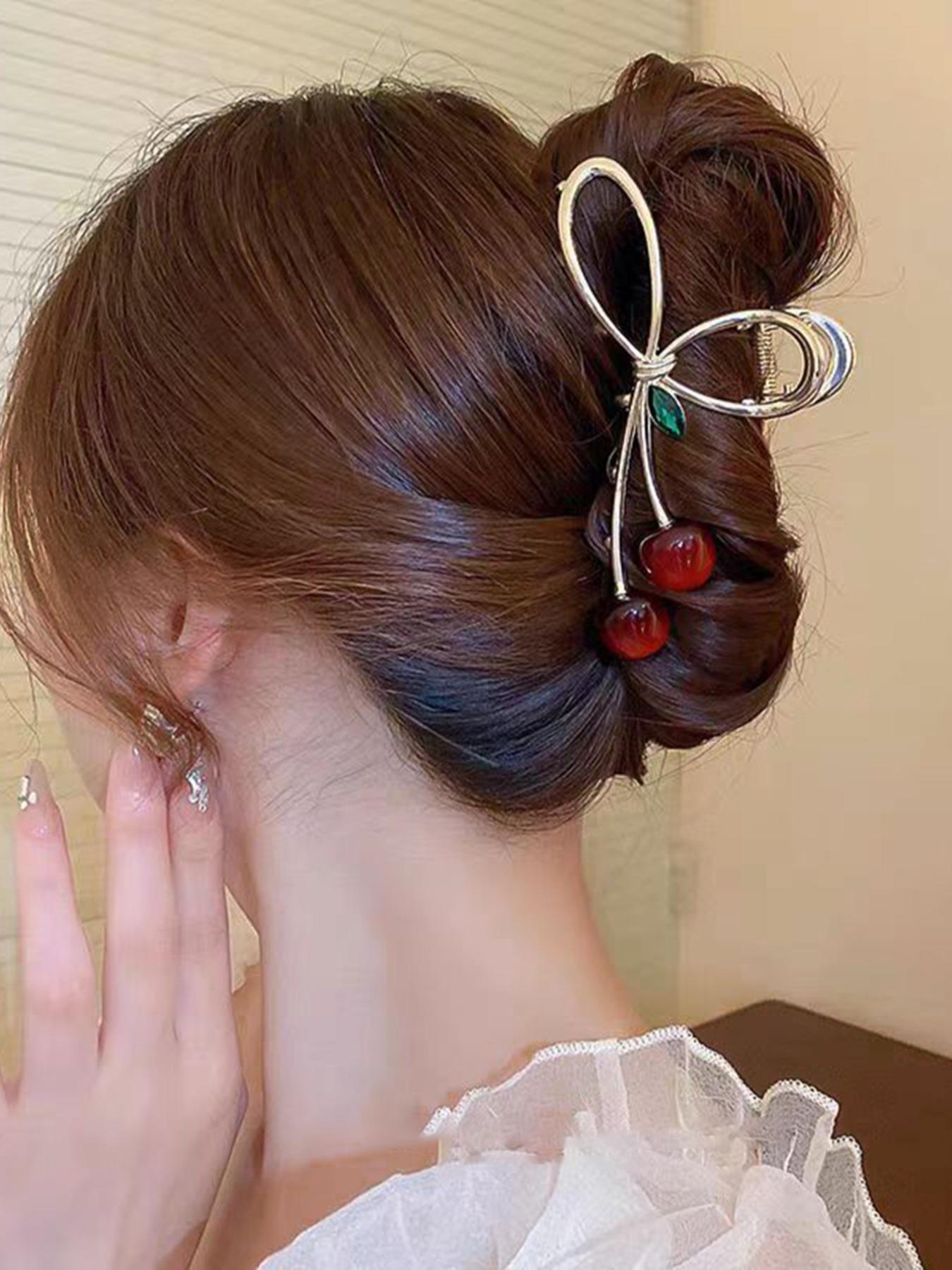 Cute Cherry Hair Claw Clips for Women Sweet Fruit Acrylic Hair Catch Barrettes Fashionable Acetate Hair Accessories Girls Daily Styling Gift