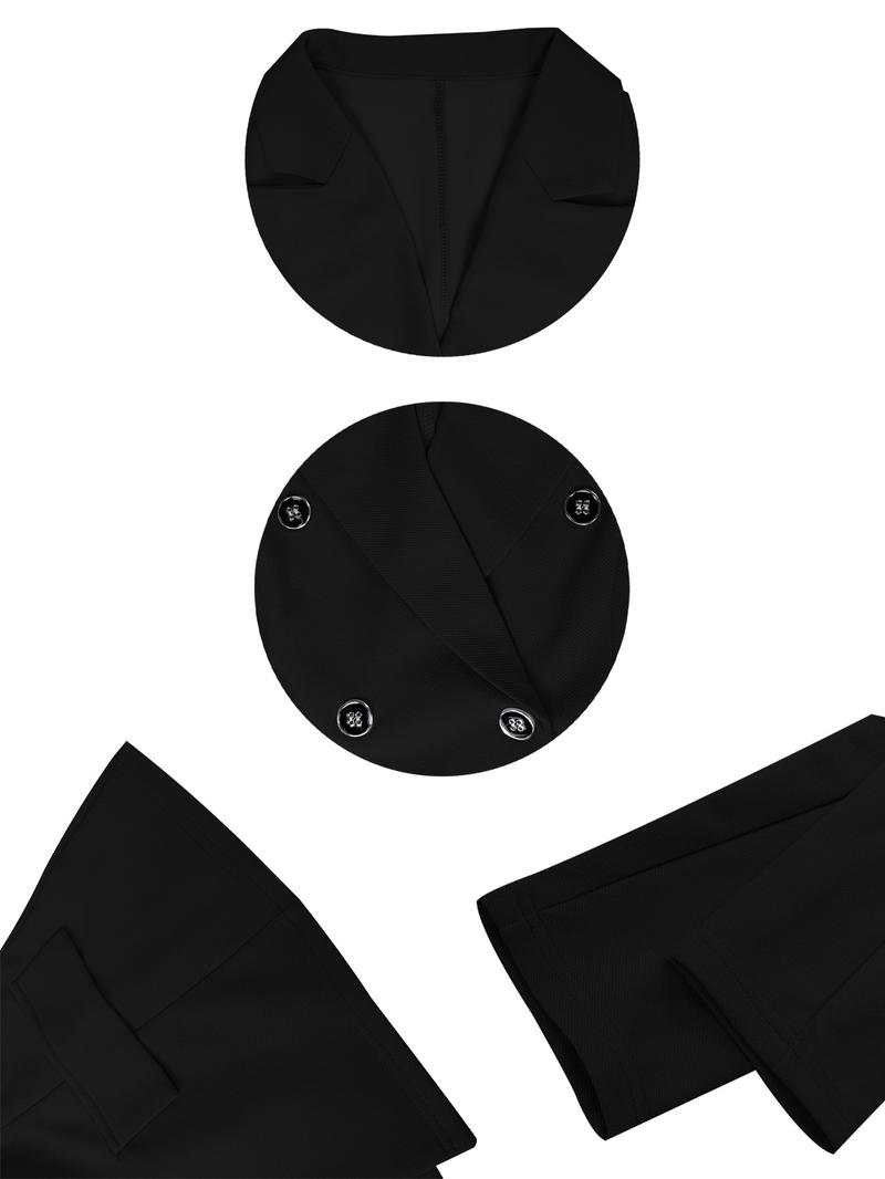 New Women's 2-Piece Set Fashion Elegant Simple Autumn Winter Double-Breasted Suit Straight Leg Long Pants Career