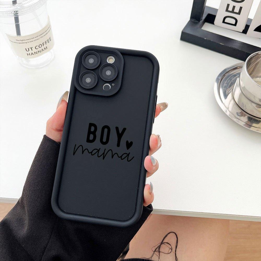 Creative Boy Mama Pattern Anti-Drop Soft Case Cover for iPhone 11/12/13/14 Pro Max/15 Pro/16 Plus/16 Pro Max, High-Quality Tpu Material