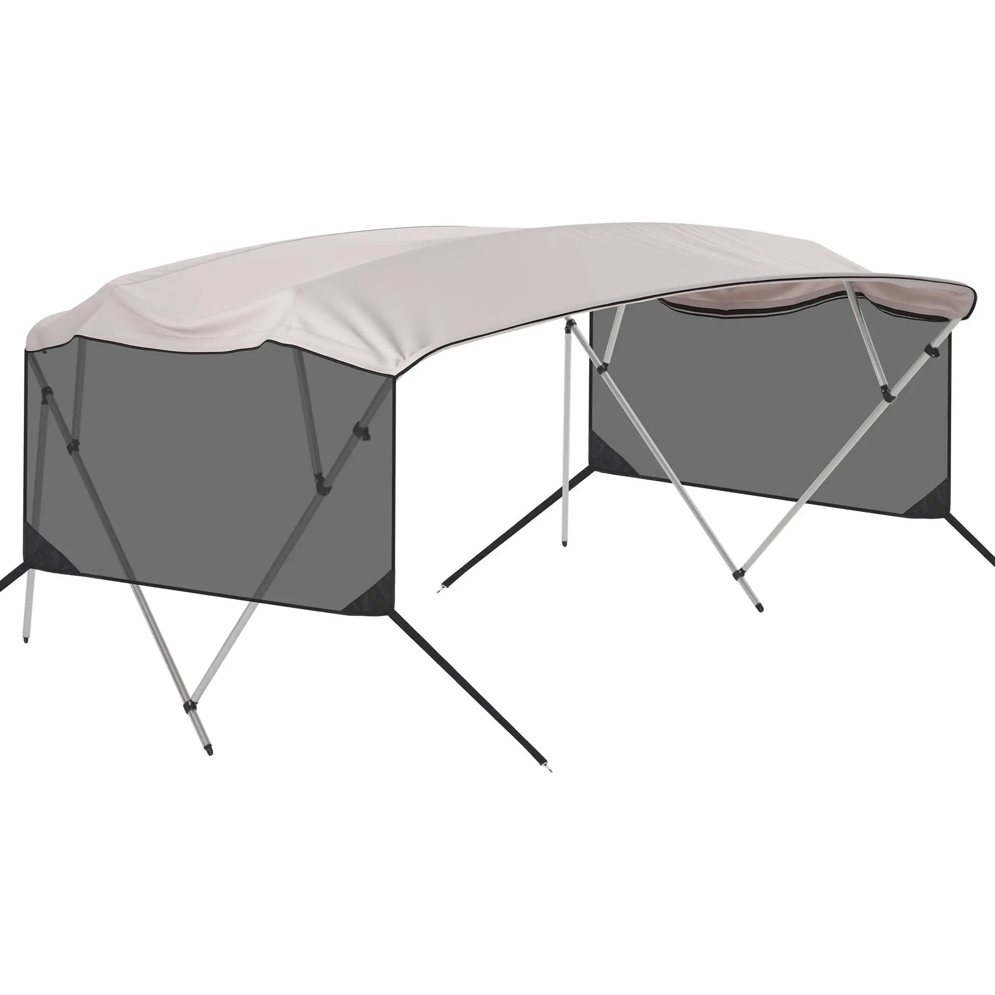 Marine-Grade Waterproof Sun Shade Canopy with Detachable Mesh Side Curtains, UV Resistant, Storage Boot
