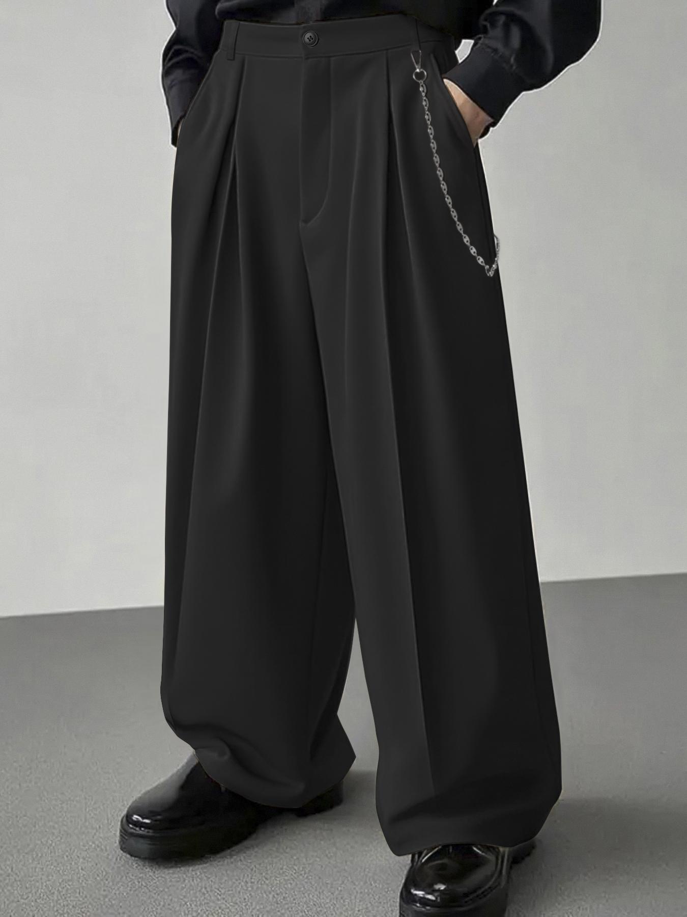 Men's Classic Solid Color Wide-Legged Dragging Pants, Loose Street Fashion Casual Comfy Pocket Trousers for Daily Wear, Trendy Men's Bottoms for All Seasons