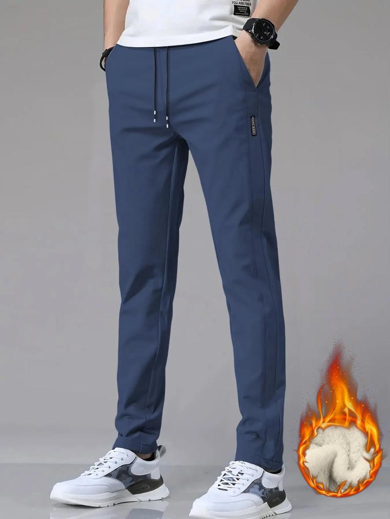 Men's Solid Color Casual Pants, Comfortable Regular Fit, Casual Stretch Waist, Daily Use Men's Trousers, Stylish and Versatile Design for Everyday Wear