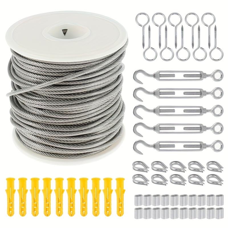 Heavy Duty PVC Coated 304 Stainless Steel Cable Wire Rope – Garden Railing Fence Roll Kit for Outdoor Use,Durable,Weather Resistant,Strong and Flexible Wire for Tent Rope,DIY Projects,Clothesline,Plant Support,and General Utility Use