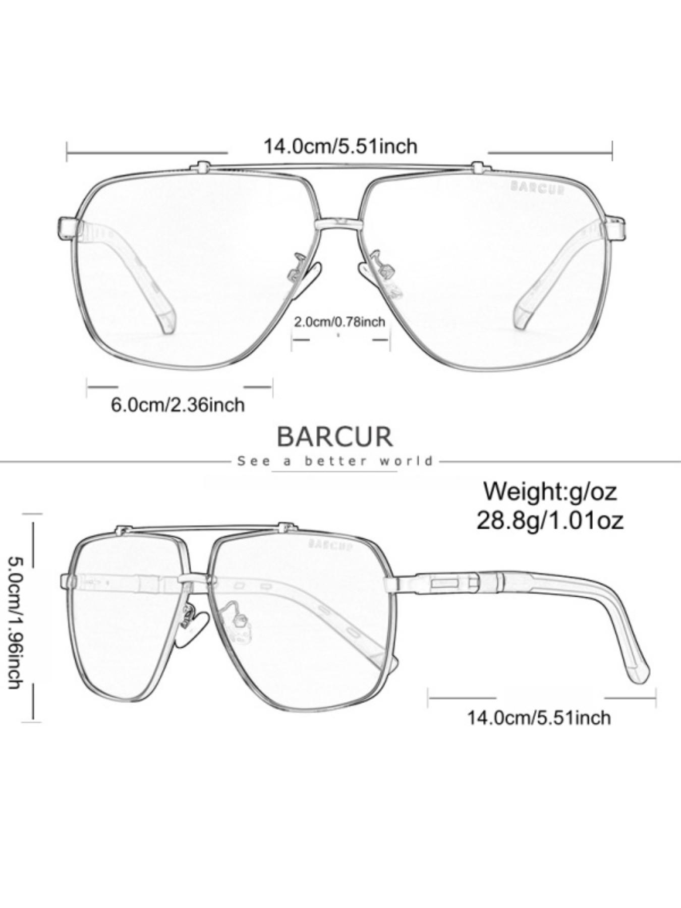 BACURY Stainless Steel Non Deformable Polarizing Film For Men And Women, Square Frame Sunglasses, Versatile For Street Wear, Daily Travel, Uv Protection, Driving And Hiking To Reduce Glare