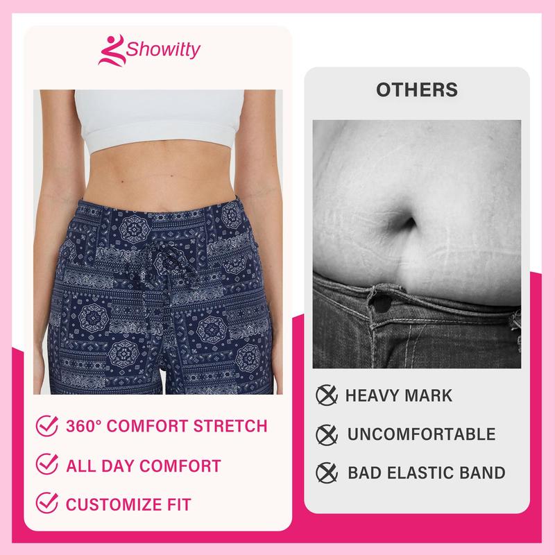 SHOWITTY 3 Pack Plus Size Women's Pajama Pants-Soft Comfy Casual Yoga Wide Leg Pants Loose Fit High Waist