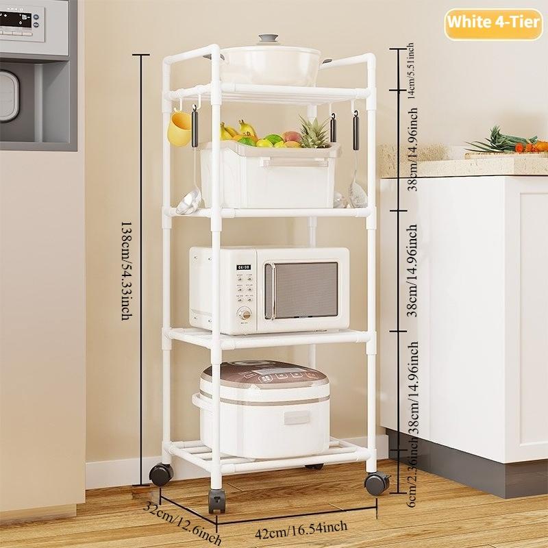 Multi-layer kitchen storage rack, floor-standing organizer for home use, bathroom shelf, no-drill microwave rack,  kitchen storage & organization, microwave stand, microwave rack with storage, kitchen shelf, kitchen storage and organization