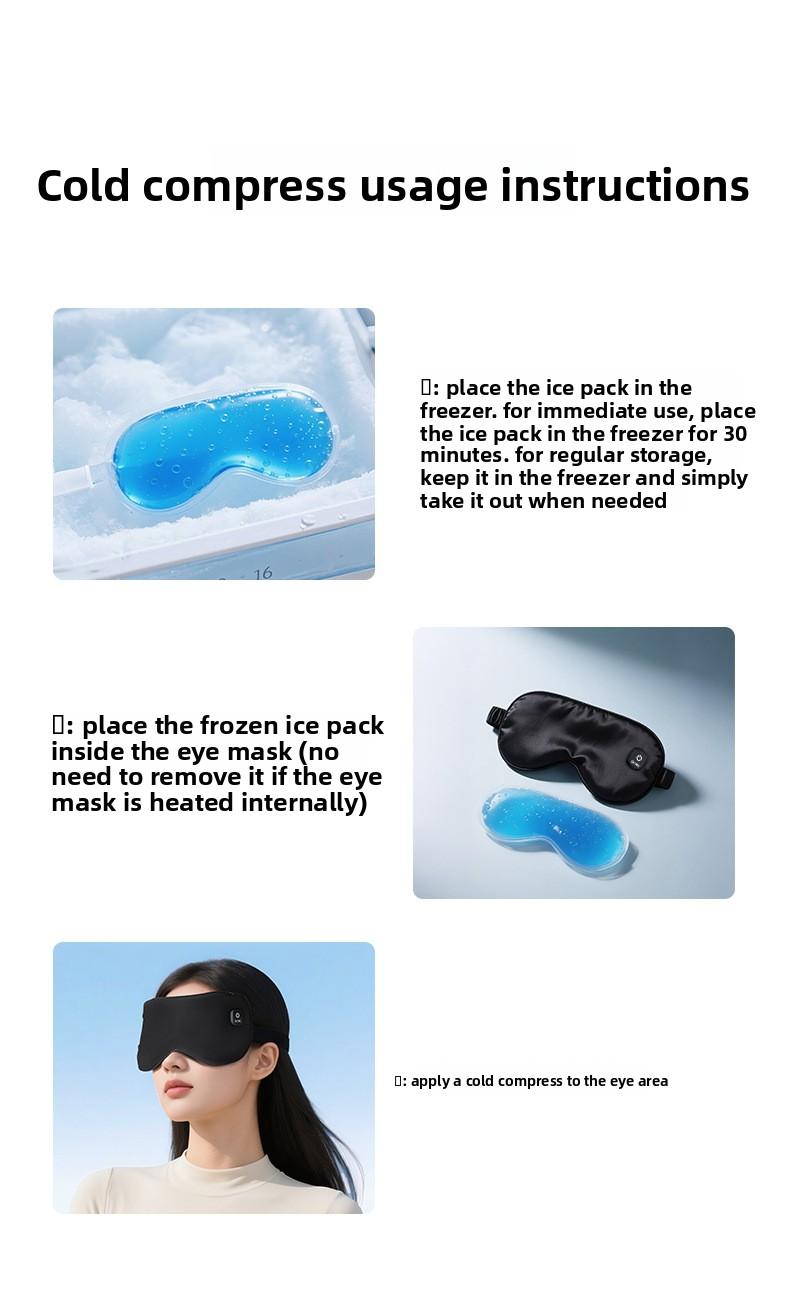 Hot and cold compress eye mask, rechargeable, wireless heating, temperature-controlled, breathable, light-blocking sleep eye mask