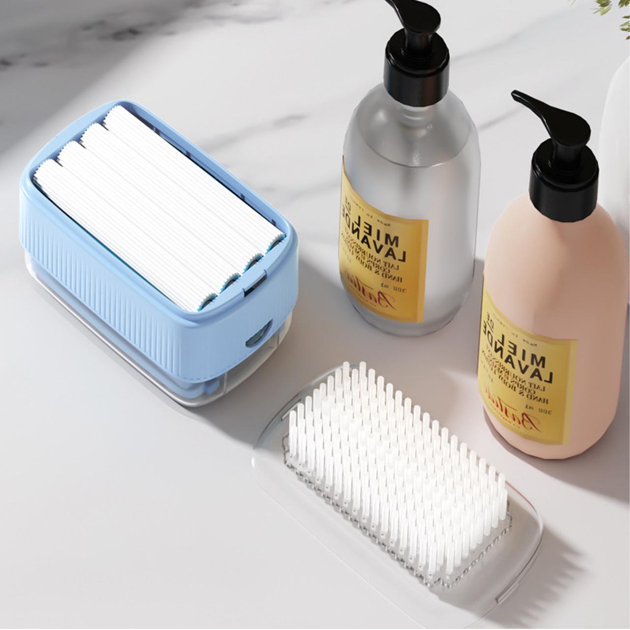 Multifunctional Soap Foaming Box, Hand-Free Storage Soap Holder, Drainage Soap Dish with Rolling Brush, Laundry Brush Included