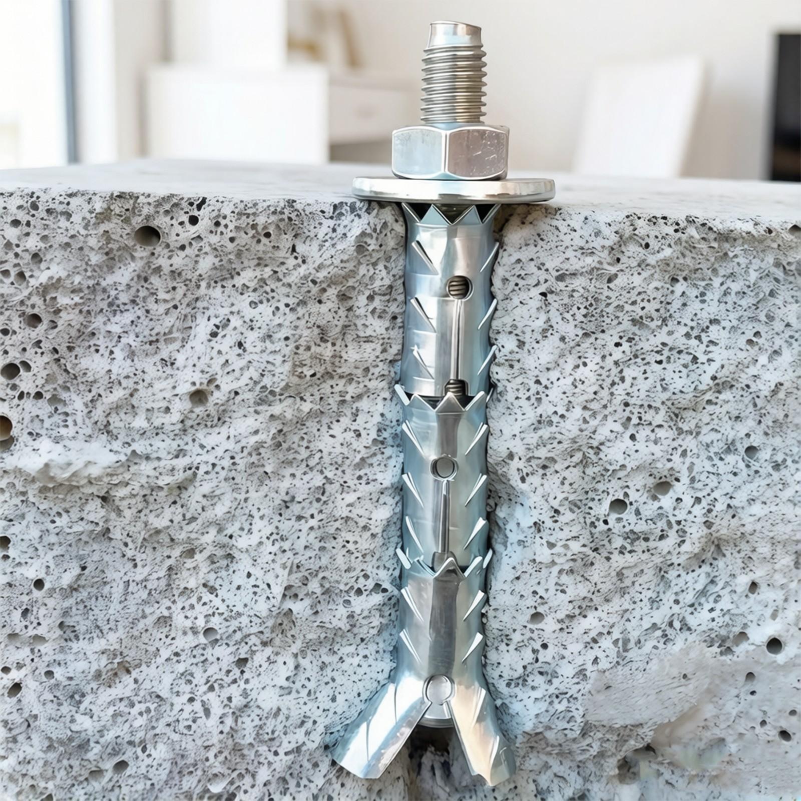 Concrete Anchor Holder Ground – Sleeve Anchors for Hollow Brick & Foam Brick, Carbon Steel One-Piece Design, Blue Zinc, Rust Resistant, Easy 3-Step Install, for Furniture & Shelves, Multiple Usage Methods