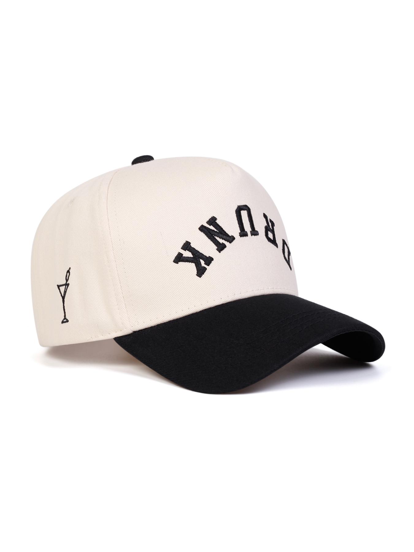 Unisex Drunk Letter Embroidered Baseball Cap, Adjustable Outdoor Sun Protection Hat, Casual Fitted Woven Fabric for Spring & Fall, Adjustable Sunscreen Hat