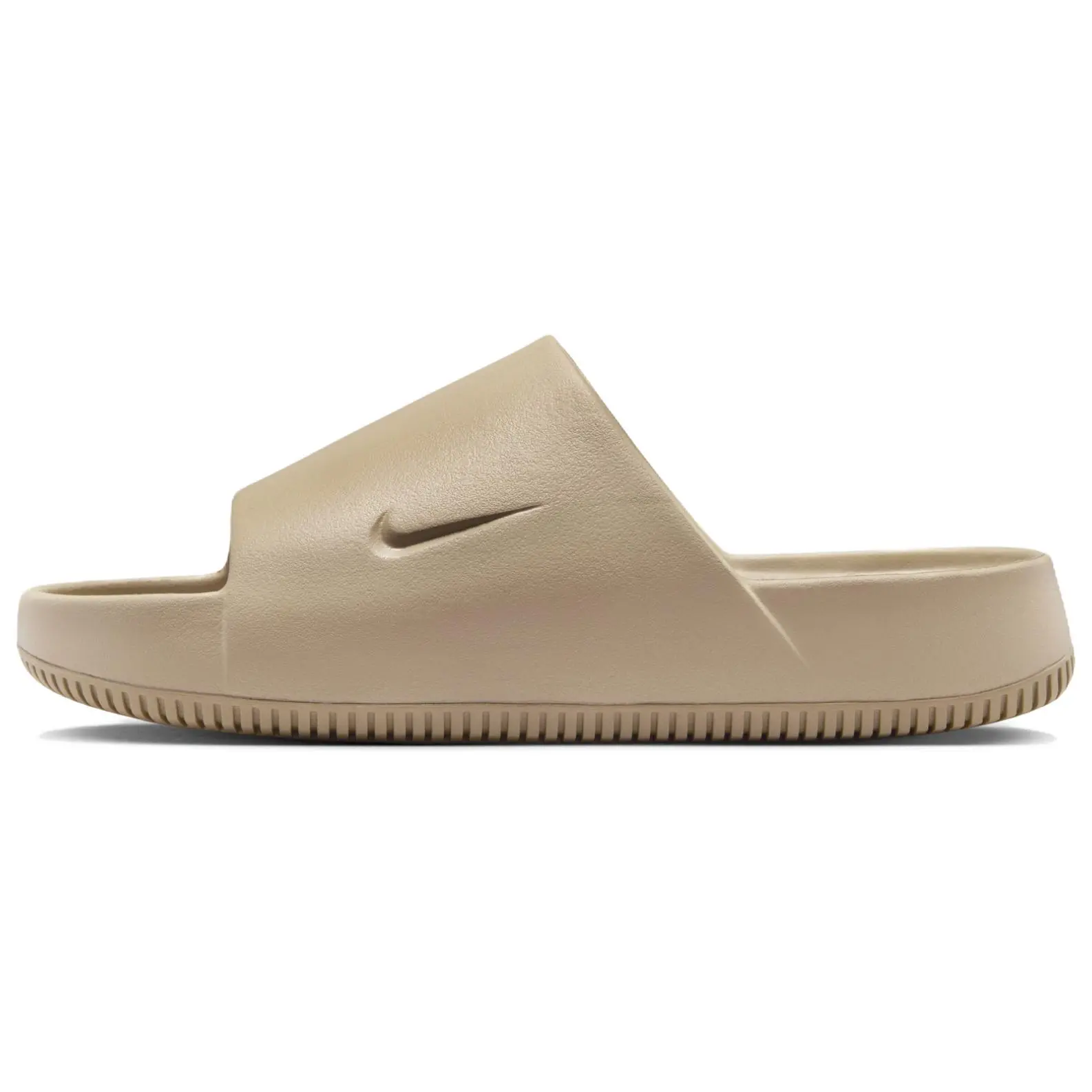 Nike Calm Slide Men's Comfortable Quiet Minimalist Sandals in Beige Brown Verifiable, with credentials and supporting global authentication