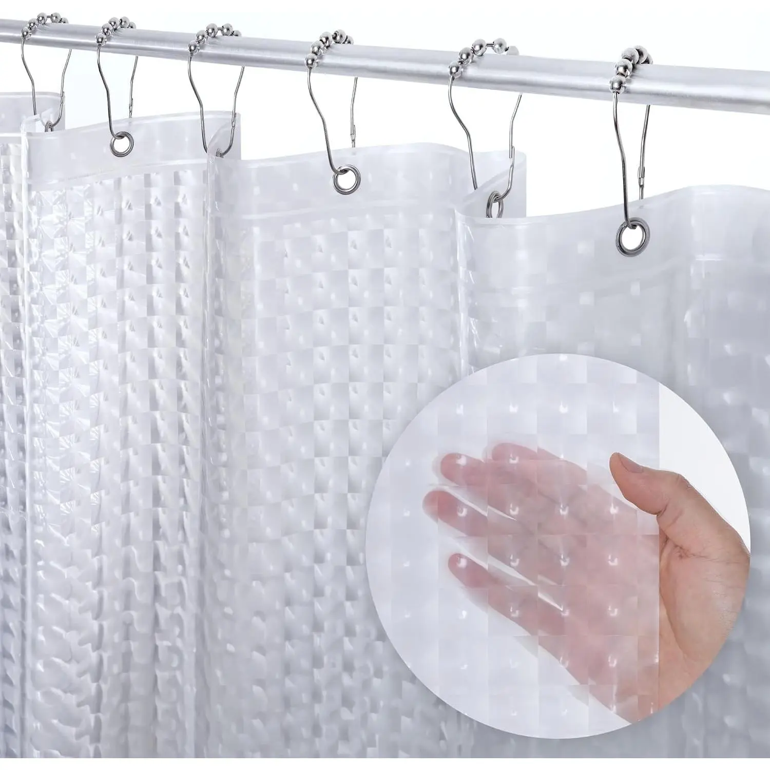 Shower Curtain PEVA 8G, 72x72 Inch Cat Eyes with Magnets | 8G heavy-duty PEVA, 3D pattern, 3 weighted magnets, rust-proof grommets, waterproof vinyl shower curtain