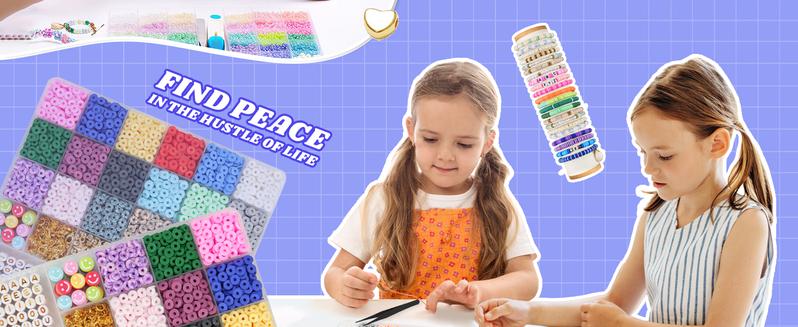 Clay Beads Bracelet DIY Kit - 6300pcs 6mm Polymer Clay Beads Set with 18 Vibrant Colors, Letter Charms, Gold Rings & Accessories for Jewelry Making Perfect Gift for Girls' Necklaces & Crafts TikTokShopBlackFriday