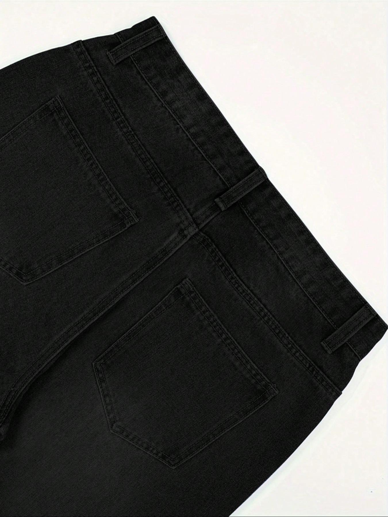 Men's Loose-Fit Denim Jeans, Comfortable Casual Style, Plain Pattern, Button Fly Closure, All Seasons Wear, Trendy Street Fashion, Streetwear