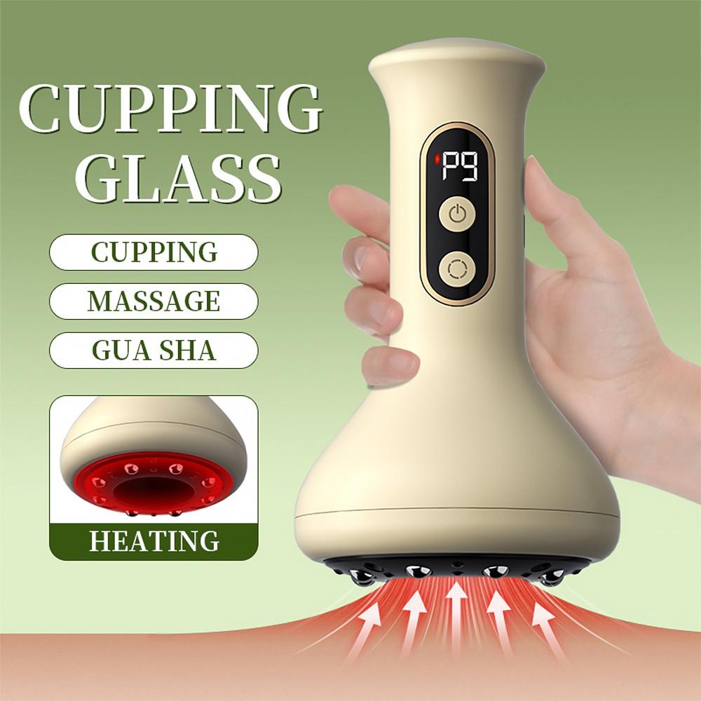 Wireless Vacuum Heating Gua Sha Massager, red & blue light constant temperature therapy, adjustable suction levels, relieves meridians for shoulder, neck, waist and back at home, Relaxation Aid, Neck Shoulder Relaxer