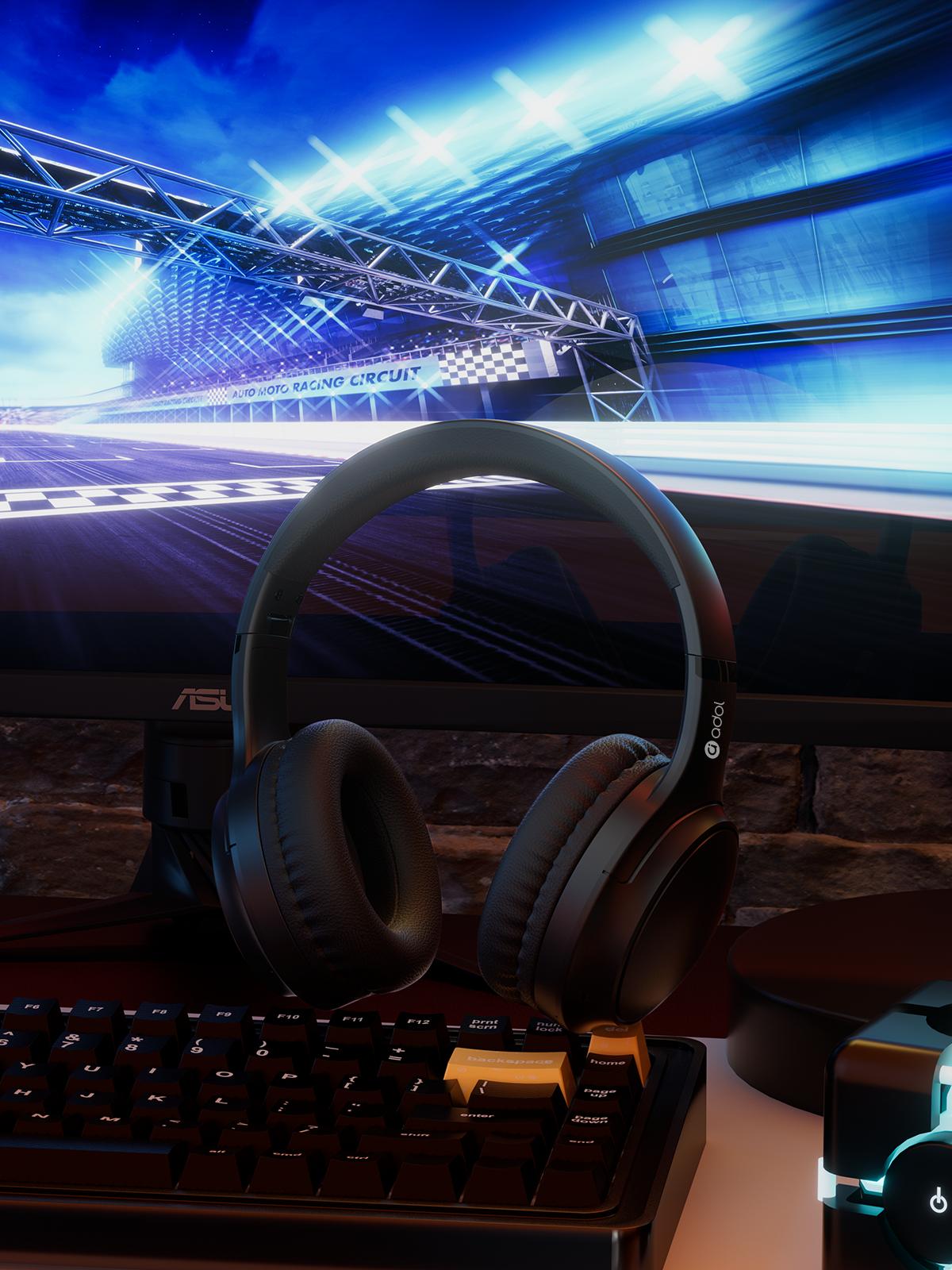 Asus  ANC headset with microphone,lightweight,foldable&portable,for gaming,gym,office